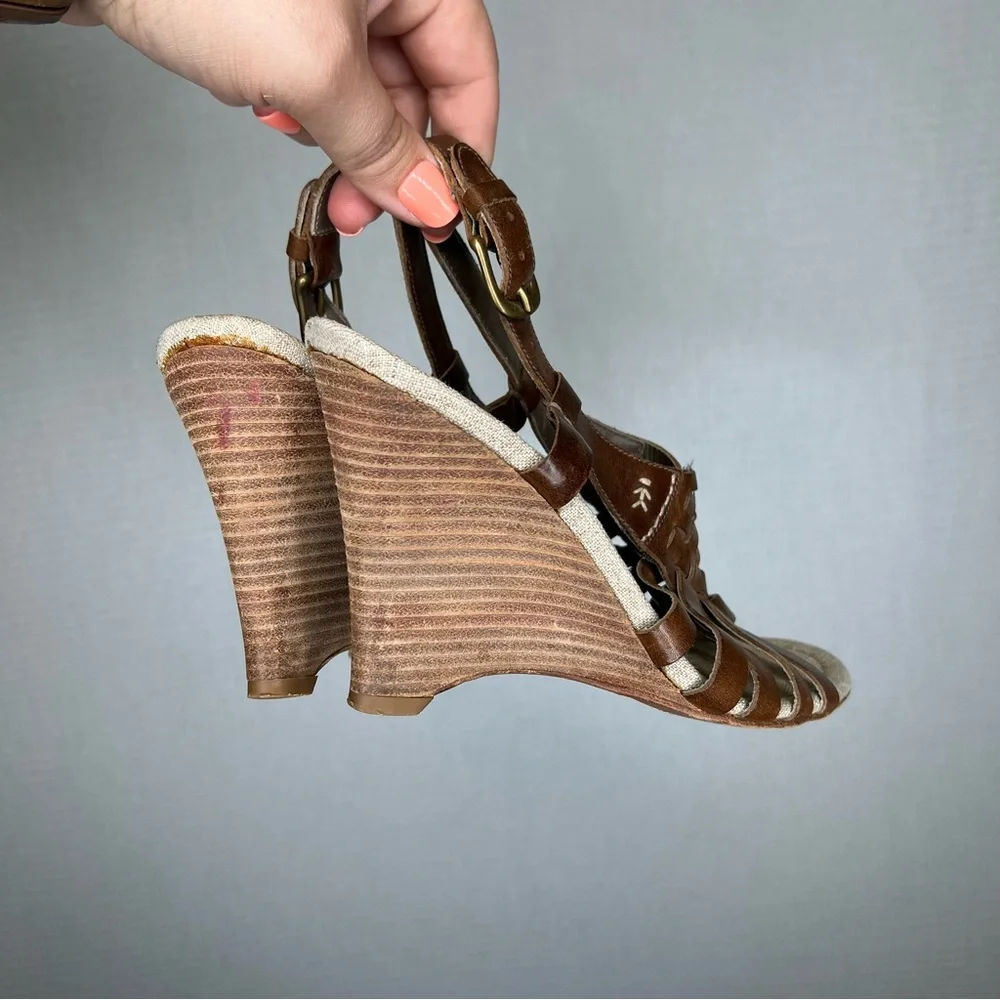 Henry Beguelin | Size 38 or 8 Classic Brown Leather‎ Wedge Shoes Vintage